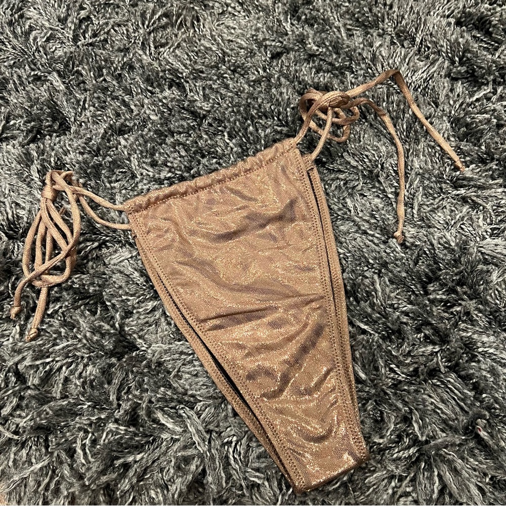 NWT PrettyLittleThing Metallic Brown Bikini Bottom